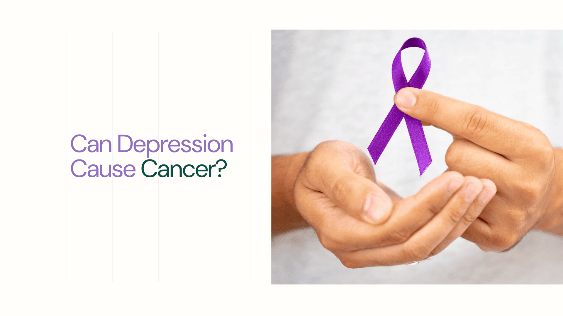 Close-up man holding up purple ribbon - Can Depression Cause Cancer?