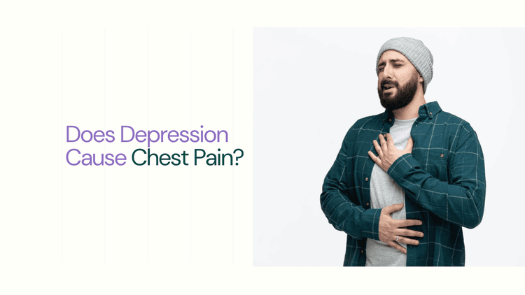 a man with green shirt holding chest - Does Depression Cause Chest Pain? - mave health