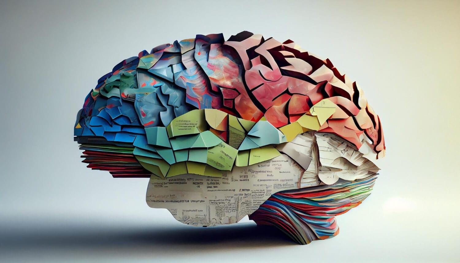 Human brain with paper colors - psychodynamic therapy