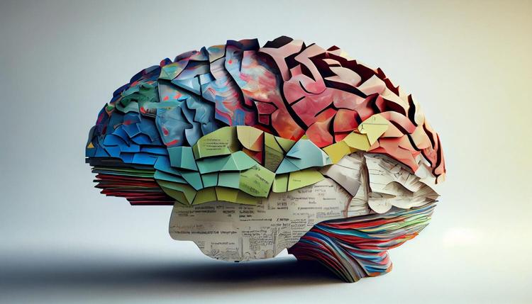 Human brain with paper colors - psychodynamic therapy