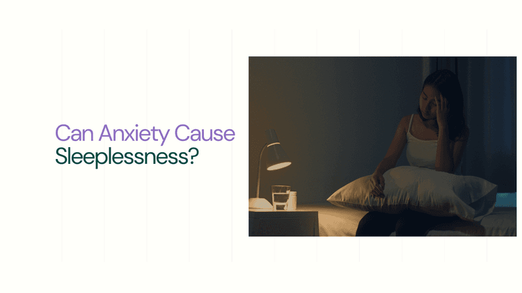 young woman sitting on bed take sleeplessness in bedroom - Can Anxiety Cause Sleeplessness?