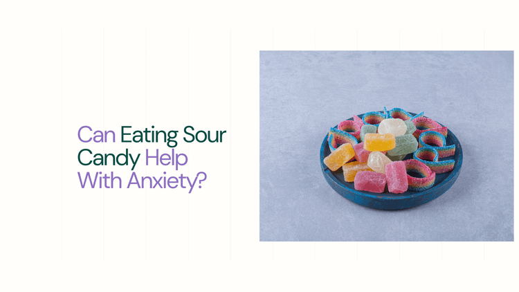 A blue wooden board full of colorful sugary candy -Can Eating Sour Candy Help With Anxiety​?