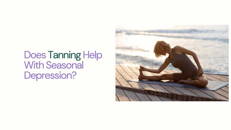 Woman doing yoga poe near sea and tanning - Does Tanning Help With Seasonal Depression?